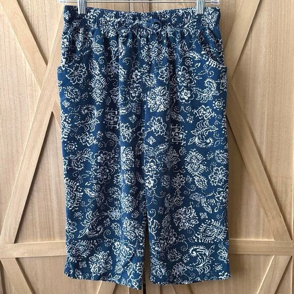 Gloria Vanderbilt Petite Small Blue Floral Paisley Pull On Capri Shorts - Picture 1 of 8